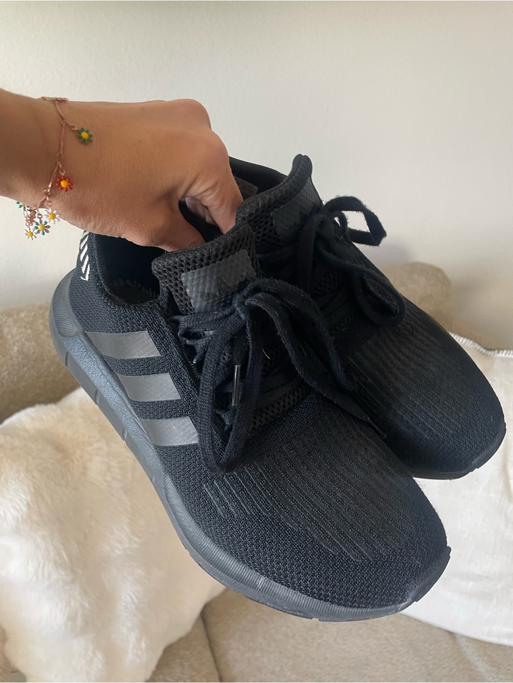 adidas Black Mesh Lace-Up Training Sneakers fly knit